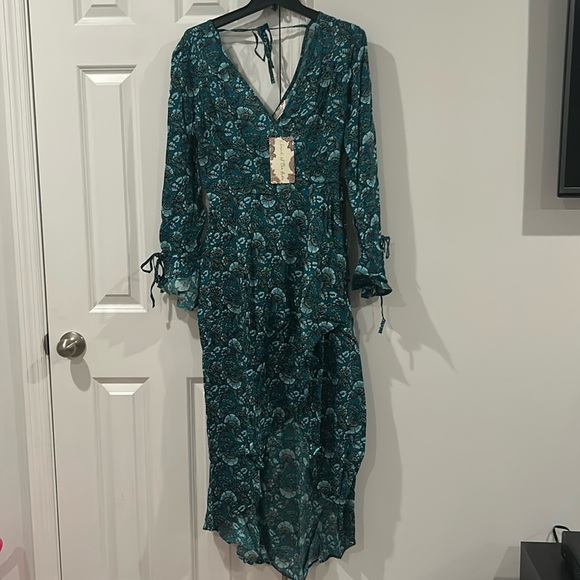 NWT Band Of The Free Jewel Teal Floral Wrap Maxi Dress - Picture 5 of 12